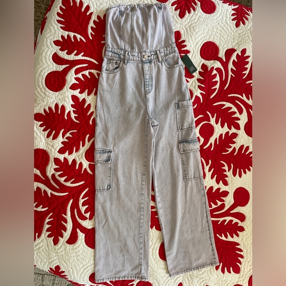 Wild Fable Tube Cargo Denim Jumpsuit in Lavender XS - Picture 3 of 14